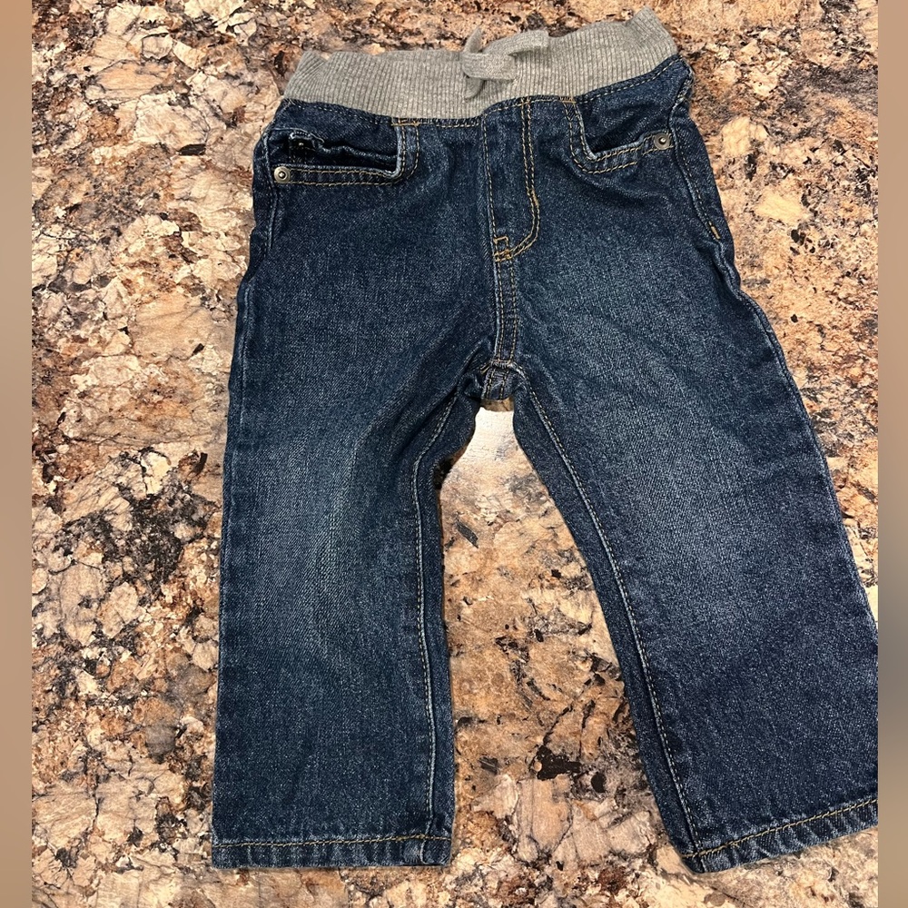 The Children's Place Dark Blue Jeans with Gray Waistband